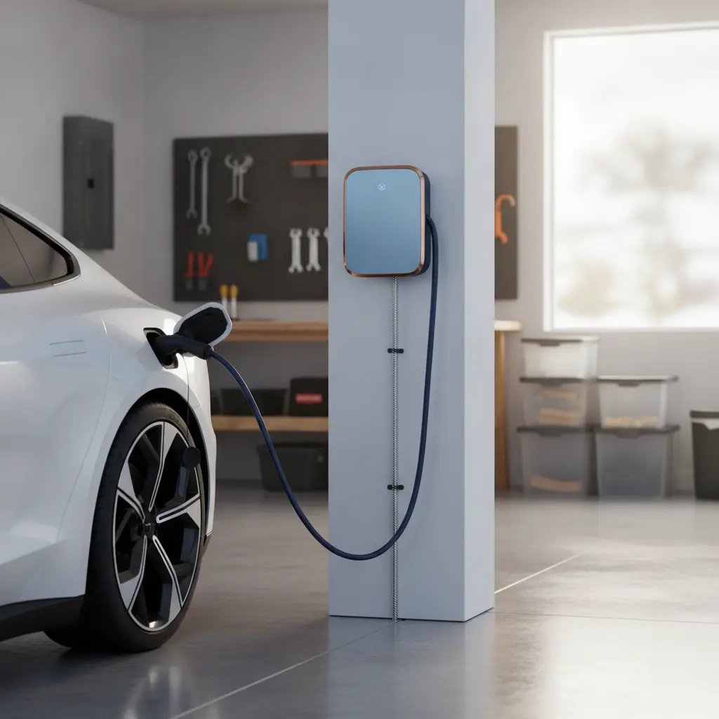 Certified electrician installing a home EV charger in a Murrieta, CA garage